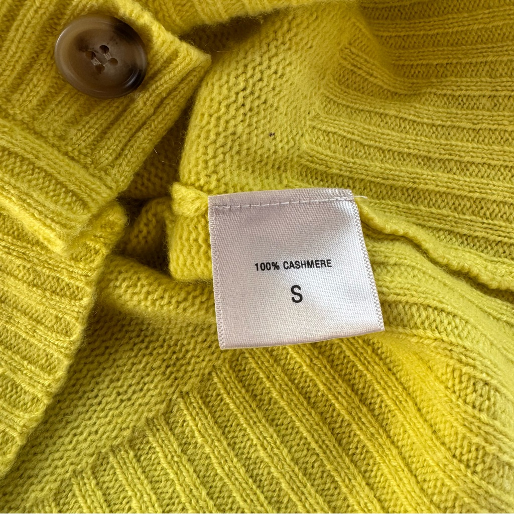 Elyse Walker Cropped Cardigan Sweater Cashmere Bright Yellow Size S — image 5 of 5
